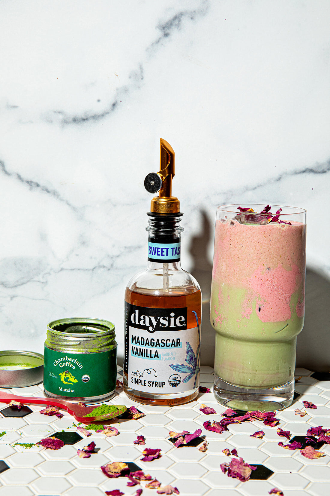 ROSE MATCHA ICED LATTE